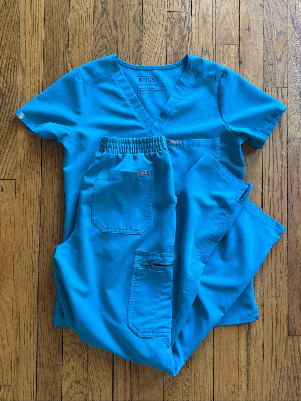 Figs Scrub Top and Pant Set in Teal Blue